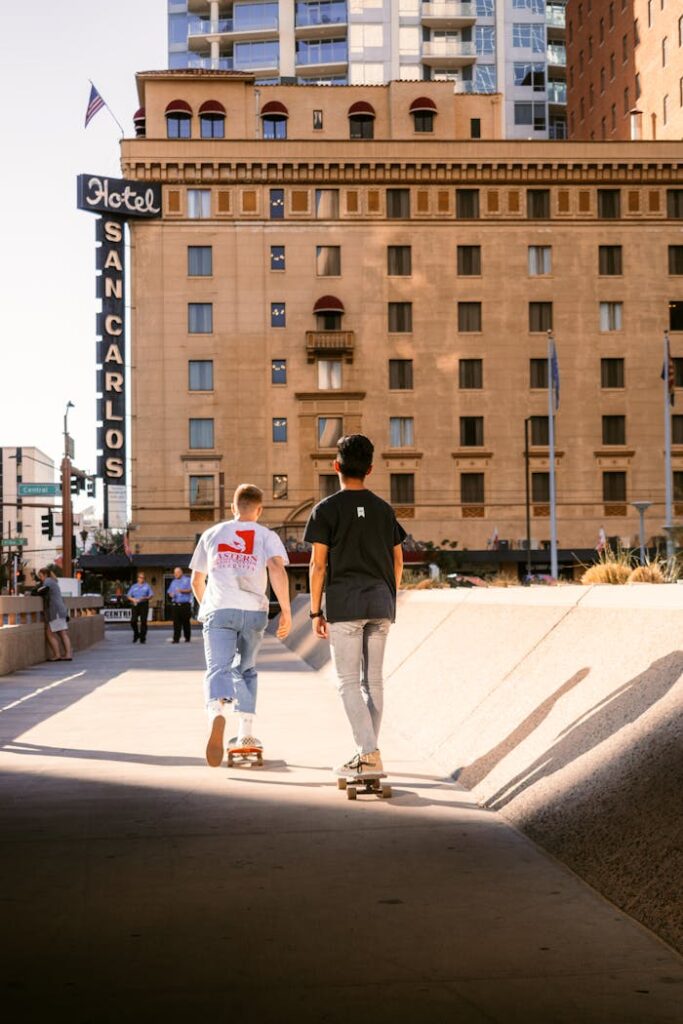 Boys Skating in Downtown Phoenix